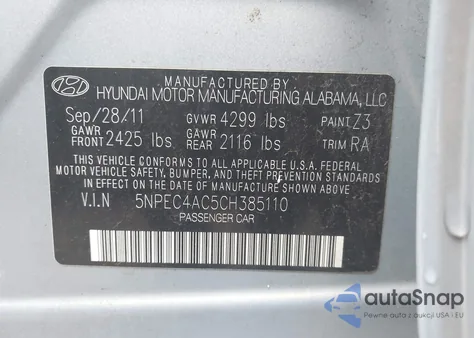 2012 Hyundai Sonata Limited from USA, damaged, VIN 5NPEC4AC5CH385110